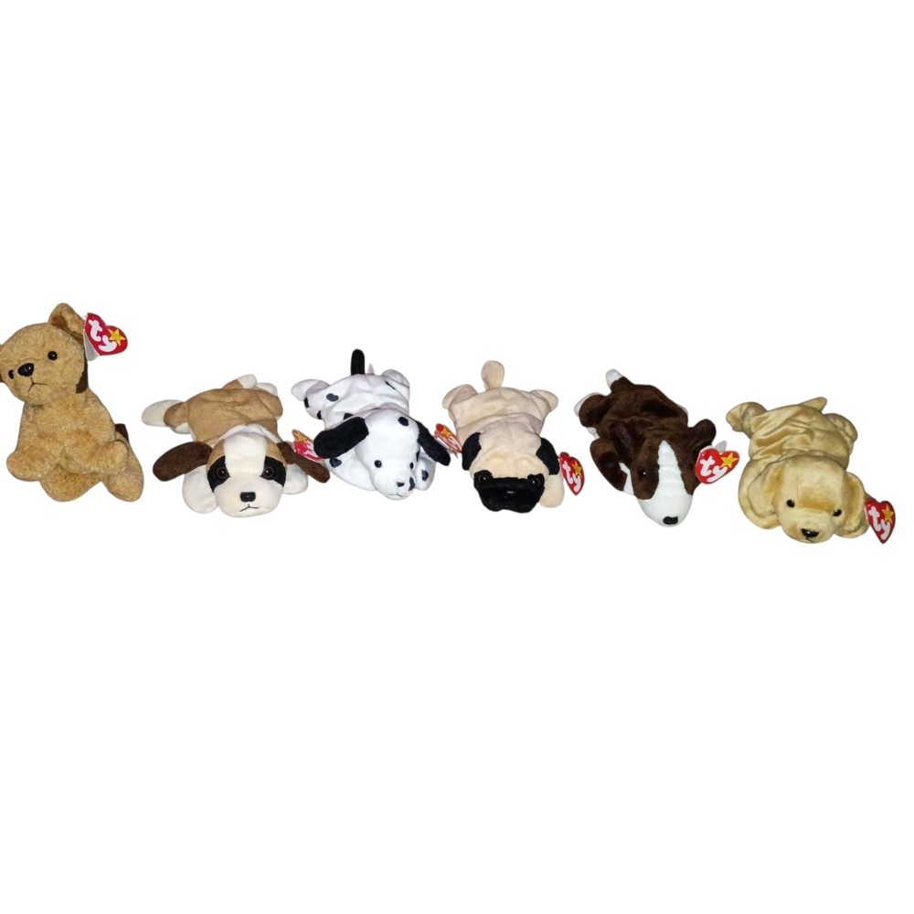 6 Piece Vintage Ty Beanie Dog Collection